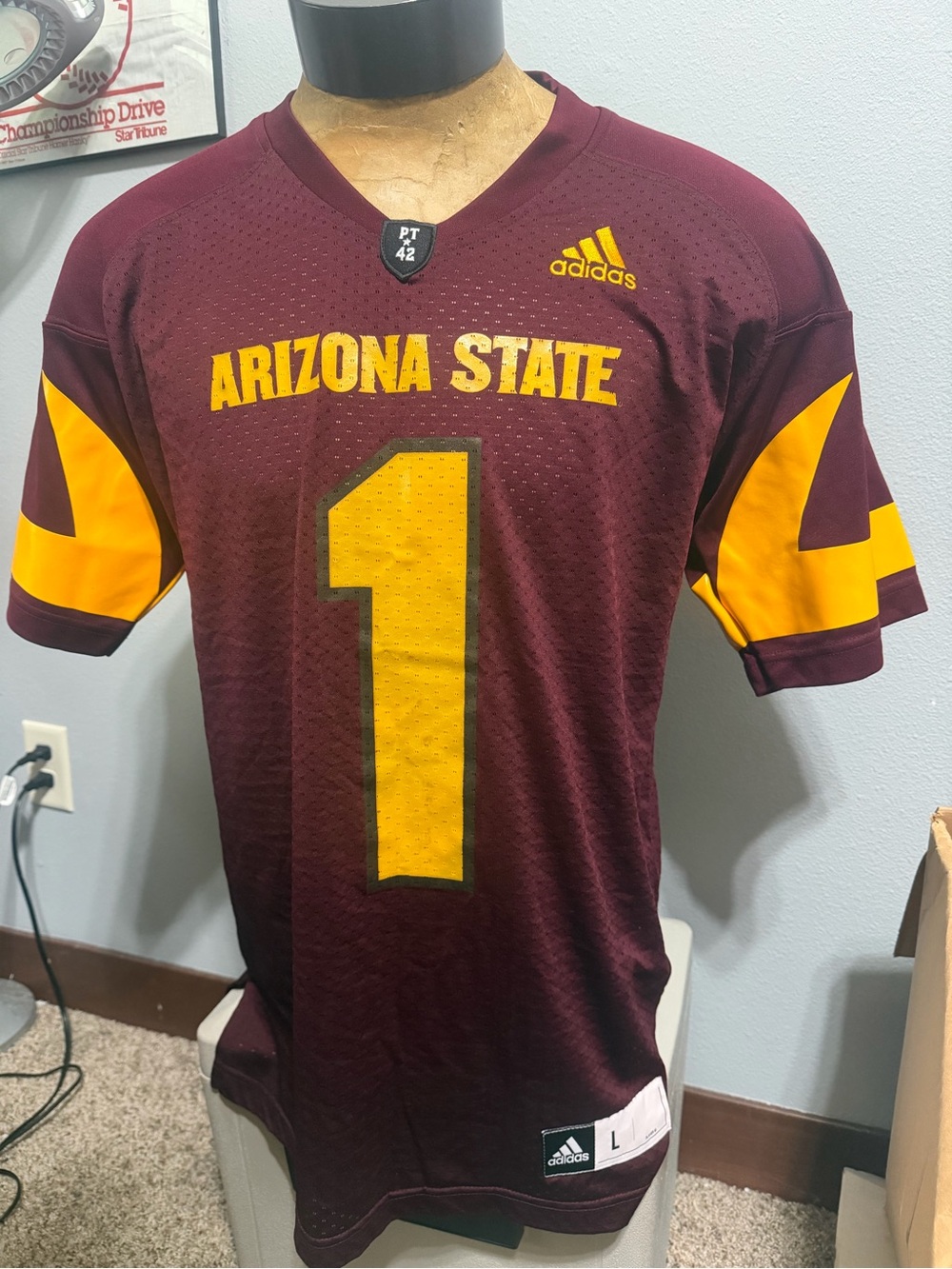 adidas Arizona State Maroon and Gold Football Jersey - Men’s L